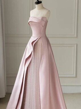 Luxe Satin Strapless Maxi Dress - Elegant Minimalist Evening Gown